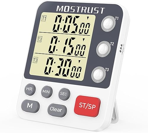 Dual 3-Channel Magnetic Kitchen Timer