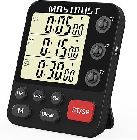 Dual 3-Channel Magnetic Kitchen Timer
