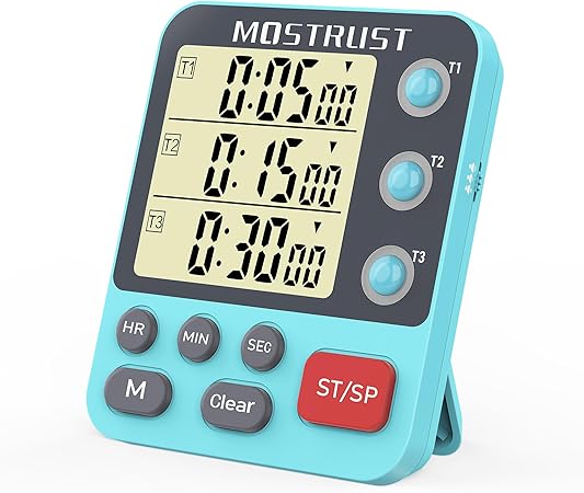 Dual 3-Channel Magnetic Kitchen Timer